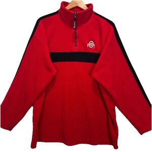Starter Ohio State University Sweatshirt Fleece Men's Pullover 1/4 Zip sz XL Red